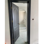 黑色法式复古卧室门室内门烤漆木门圆弧拱形门实木门美式轻奢房门