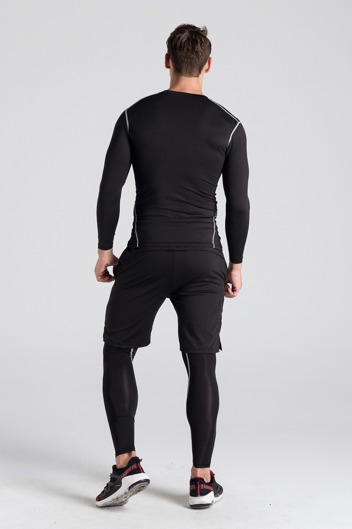 Herr sportset för löpning och träning snabbtorkande 5-delar_voghion.com