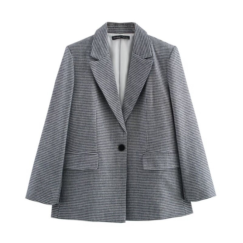 2025 Spring Houndstooth Blazer Women's Silhouette Suit Waist Slim Women's Top