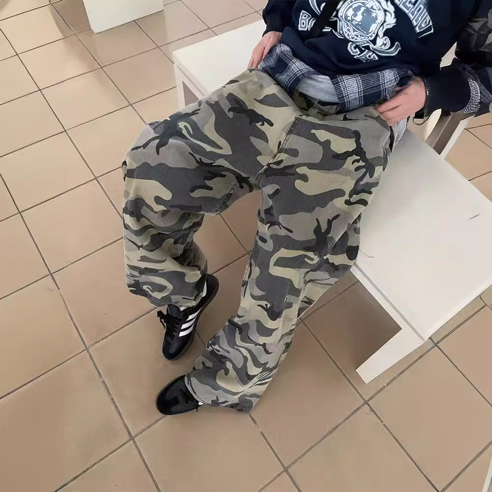 Lässige Herren-Arbeitshose mit Tarnmuster, geradem Bein, lockerer Schnitt, vielseitige, bodenlange Hose für Arbeit und Freizeit_voghion.com