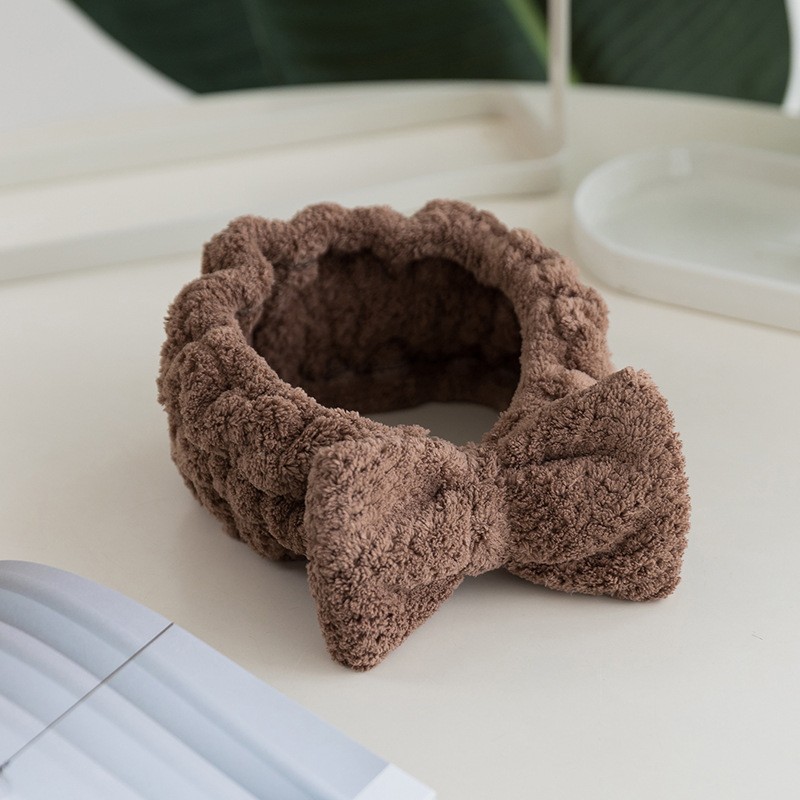 Diadema de vellón de coral coreano, lindo lavado de cara deportivo, diadema de maquillaje, diadema de lazo, diadema