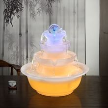 八方来财流水摆件水晶球转珠流水循环水小喷泉轻奢玉石摆件