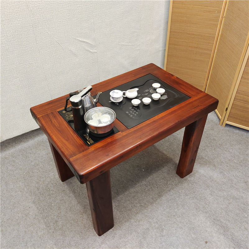 Mesa de té de madera de barco antiguo conjunto de té mesa de té silla combinación de balcón pequeño tipo de mesa de té sala de estar simple mesa de té de madera sólida