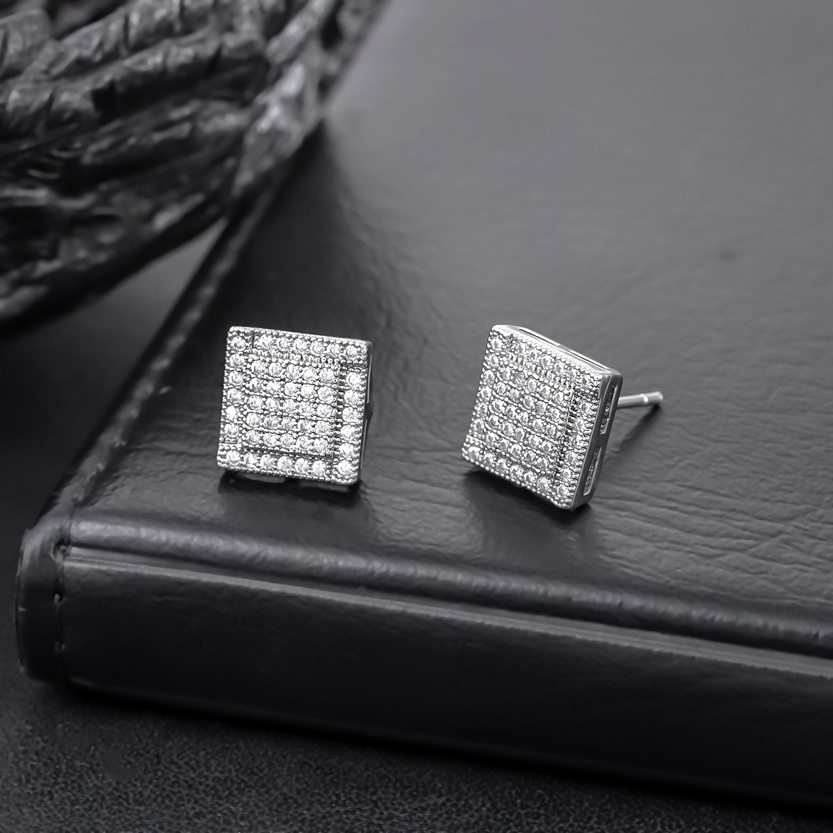 Square Zircon Stud Earrings For Men And Women Elegant Accessories_voghion.com