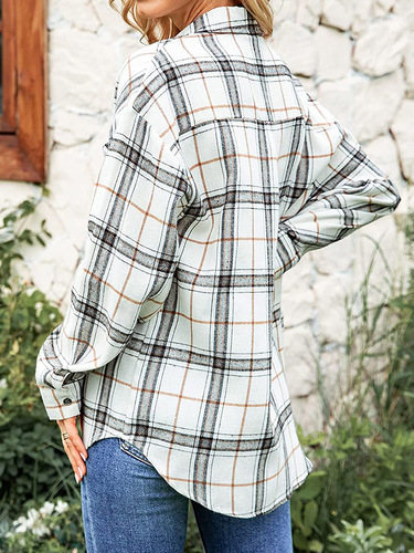 European and American Independent Website Women's Spring/Summer Cardigan Top Long-Sleeved Plaid Shirt European and American Hot Style