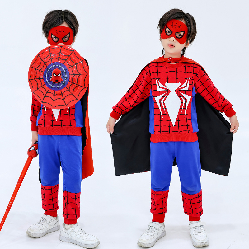 欧美超级英雄远征蜘蛛侠斗篷cos动漫卡通人偶服男童儿童套装长袖