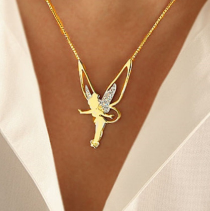 Longrui Cross-Border New Angel Necklace Wish Hot Selling Diamond Angel Wings Necklace Charm Fashion Jewelry