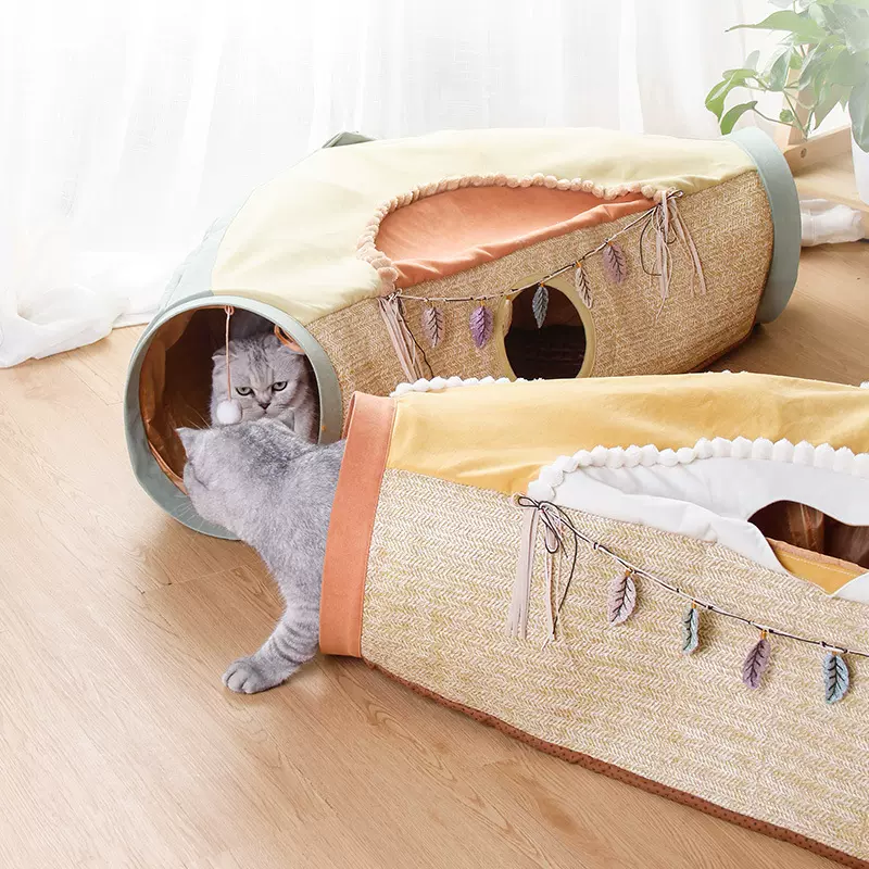 吉仔仔橘子水果隧道折叠玩具窝多用途通道供亚马逊贝壳窝网红猫窝