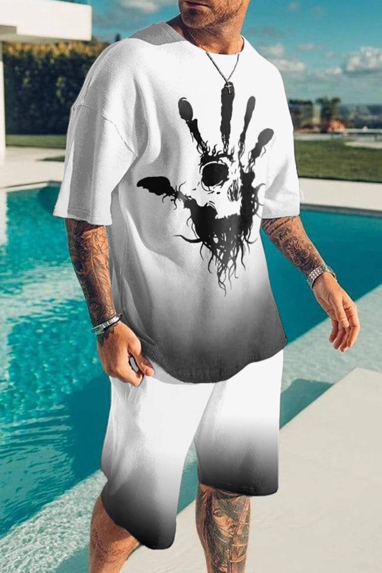 Comercio exterior transfronterizo verano nuevos hombres de manga corta impresa en 3D + traje de pantalones cortos verano deportes y ocio traje de dos piezas
