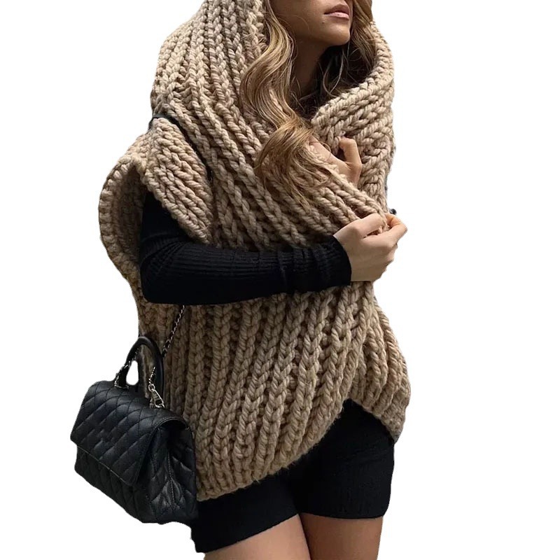 Cárdigan de punto holgado con estampado nuevo 2023, estilo europeo y americano, de manga corta, estilo holgado y grueso para mujer.
