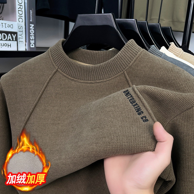 Heavy Weight Round Neck Fleece-Lined Thickeneded Men's Sweatshirt 2025 Winter New Casual Fashion Warm Base Layer Sweatshirt for Men Heavy Weight Round Neck Fleece-Lined Thickeneded Men's Sweatshirt 2025 Winter New Casual Fashion Warm Base Layer Sweatshirt for Men