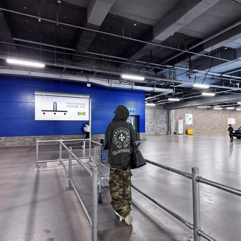 CH家正确版25新款梵文水泥黑灰外套小众设计美式印花宽松连帽上衣|undefined