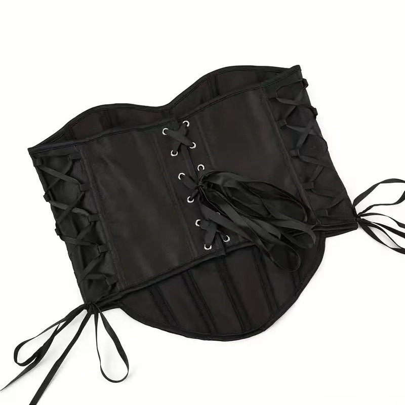 Black satin de verano mujer corte retró cintura cinturón de corte cinturón cinturón