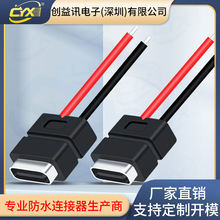 type-c 2p防水母座注塑式母头type-c黑色