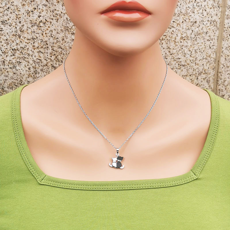 Simple Style Cat Titanium Steel Plating Zircon Pendant Necklace 1 Piece