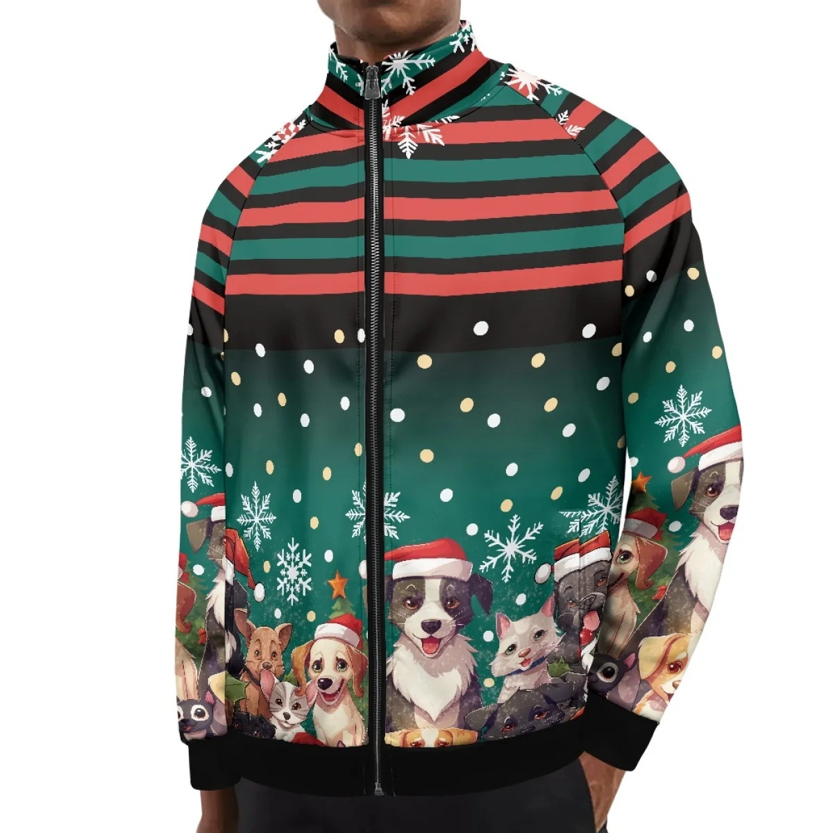 Temperamento colorido impresión digital 3d ventas directas de fábrica comercio exterior versión coreana de la chaqueta de cuello alto con cremallera delgada MF10