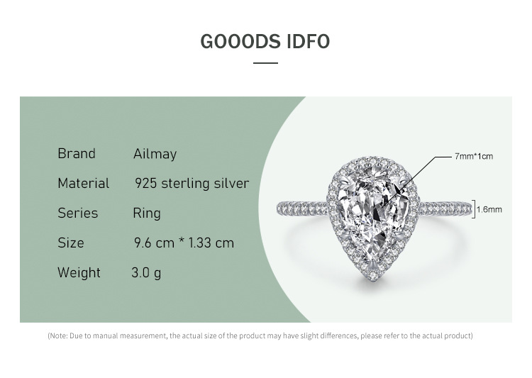 Luxurious Water Droplets Sterling Silver Inlay Zircon Rings