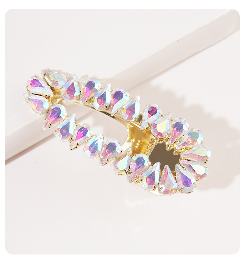 Korean Headdress Rhinestone Side Clip Drop-shaped Hairpin Crystal Bb Clip display picture 2