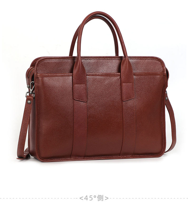 Túi xách nam da bò thật cỡ lớn dạng cặp công sở đựng vừa laptop 14 inch — Hai màu nâu, Màu đen chi tiết 11