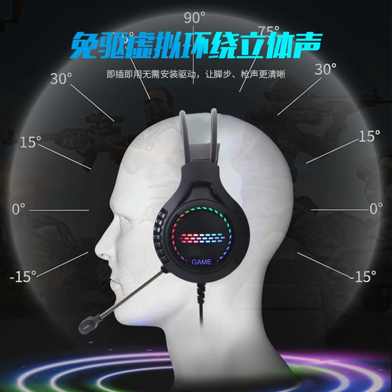 OEM/Neutral Gaming Headset for E-Sports, Wired Bass-Boost, Factory Processing and Customization