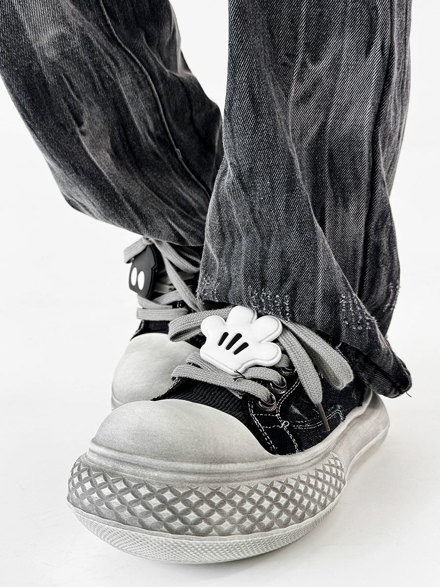 Kleine, im amerikanischen Stil getragene Canvasschuhe für Männer und Frauen, schwarzer großer Kopf, neue, schicke Sport- und Freizeitschuhe im chinesischen Stil_voghion.com