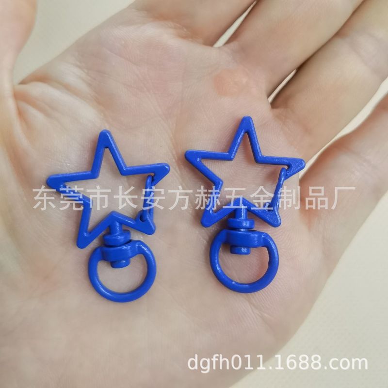 Diyアクセサリーのキーホルダーカラー塗装金属犬ボタン五角星形マスクチェーンキャンディー色キーホルダー|undefined