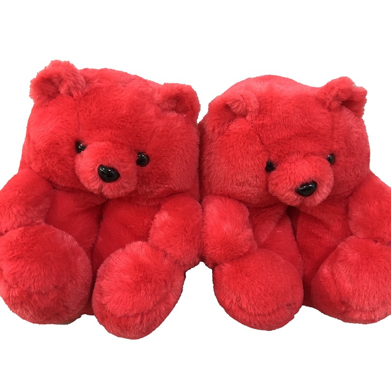 En stock oso de peluche zapatillas piso hogar felpa engrosada algodón zapatos calientes fábrica