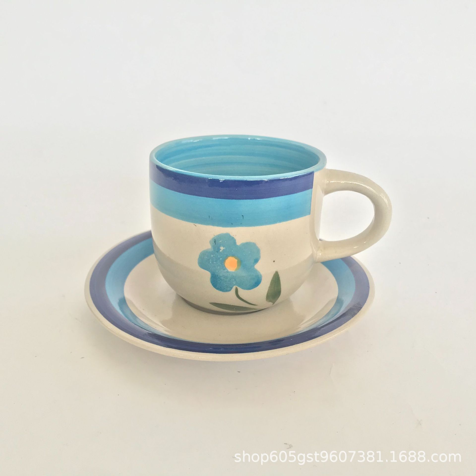 Tazas y platos de cerámica Stoneware Retro Coffee Cup Set Ceramic Rugged Creative Cup Plate Set de esmalte de color individual image 8