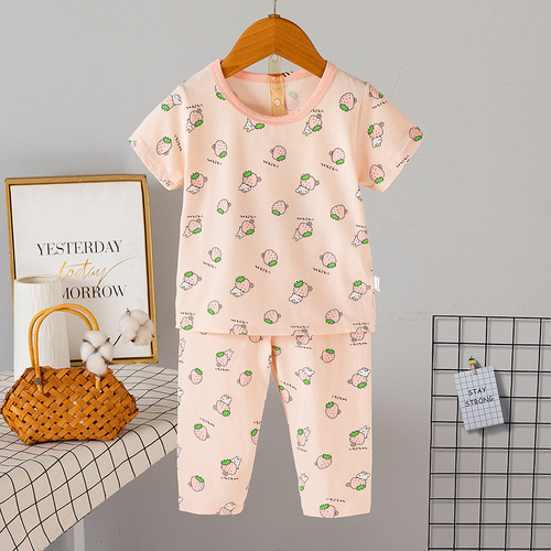 Pajamas summer thin set for boys and girls, children, babies, breathable home clothes sleepwear cotton set home clothes