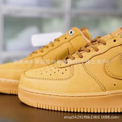 莆田靴エアフォースワン小麦色 AF1 クラシックレトロハイとロートップスニーカー男性と女性のカップルバスケットボールスニーカー