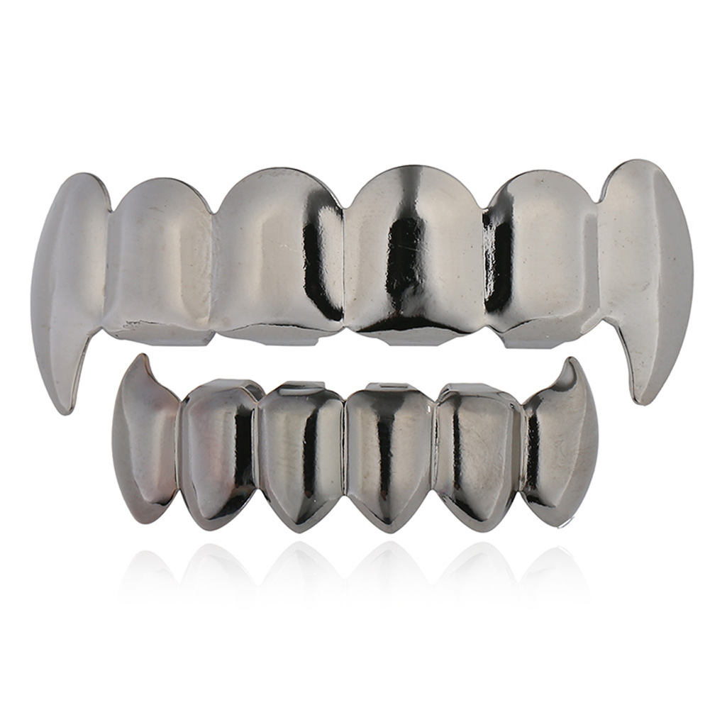 Europeo y americano nuevo hip hop personas real chapado en oro tirantes cóncavo-convexo Plaid textura hip hop tirantes grandes dientes de oro