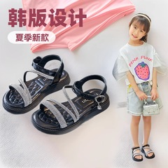 2025 新しい夏の子供サンダル女性のソフトソールオープントゥプリンセスシューズベビー多用途中大型子供ローマンシューズ