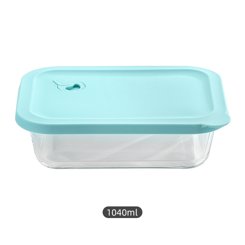 Fiambrera rectangular de vidrio con alto contenido de borosilicato para trabajadores de oficina, microondas, lonchera resistente a altas temperaturas, frigorífico, caja de conservación de vidrio en stock
