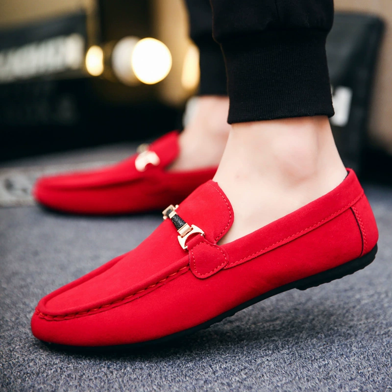 Men's driving shoes loafers, casual slip‑on, sizes 39–44, colors red/blue/black