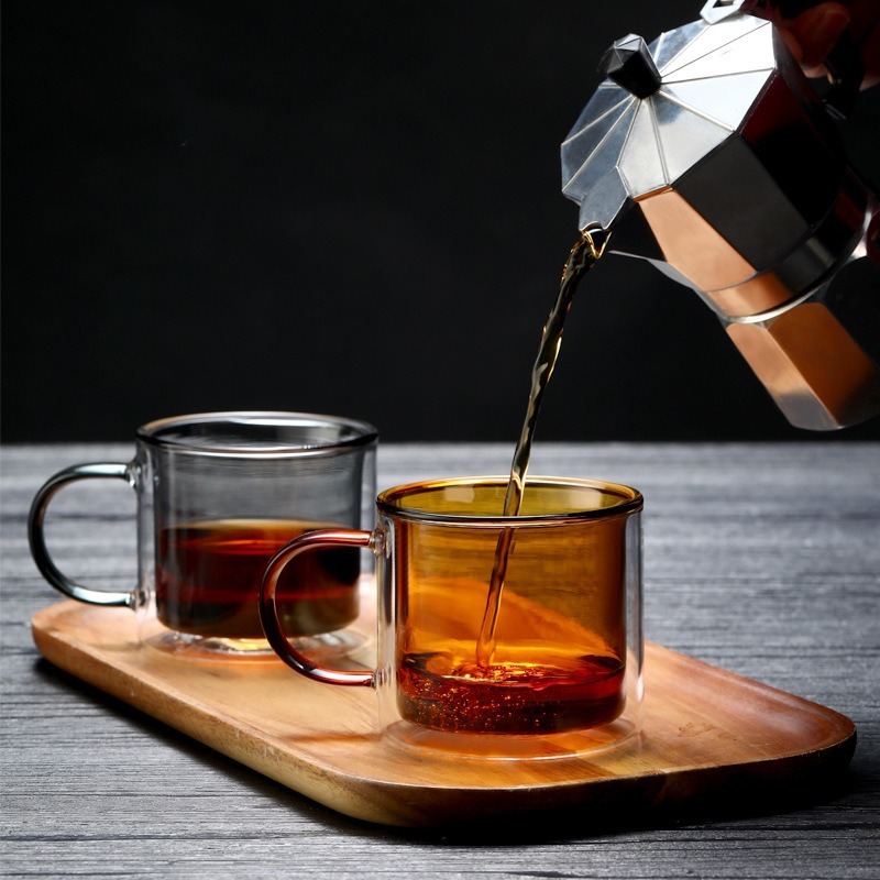 双层高硼硅玻璃杯家用喝水杯咖啡杯泡茶杯马克杯水杯套装耐高温|undefined