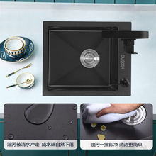 纳米黑水槽单槽小号304不锈钢台盆吧台手工迷你厨房洗菜盆小户型