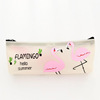 Cute polyurethane pencil case for elementary school students, fresh capacious storage bag with zipper, flamingo