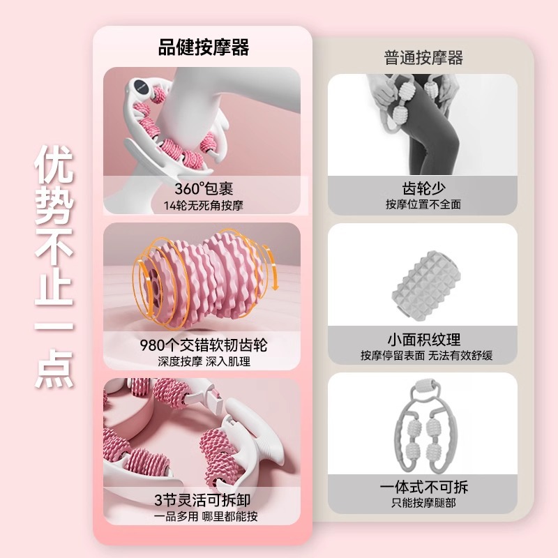 跨境环形夹腿滚轮按摩器小腿肌肉美腿神器消除瑜伽健身辅助器