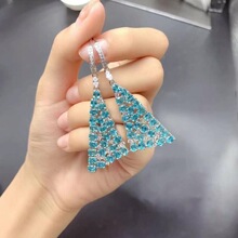 精致奢华轻奢高级感全净体天然宝石耳坠长款耳环s925纯银耳环耳饰