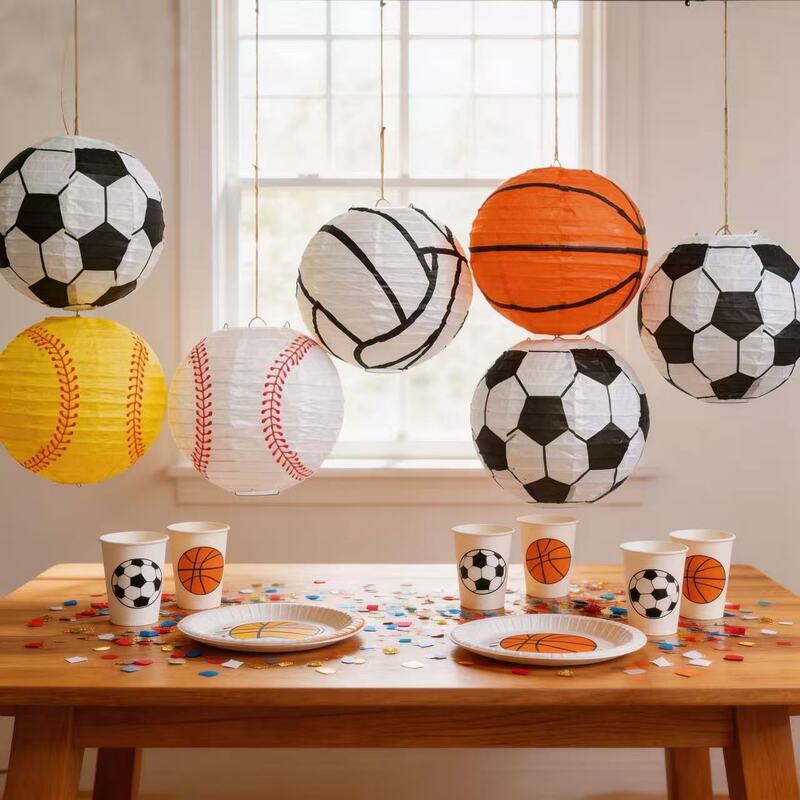 Football, Baseball, Rugby, Basketball DIY Handmade Folding Paper Lantern Lampshade World Cup Party Decoration Supplies