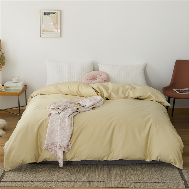 100 fundas de edredón individual de algodón de fibra larga, algodón de cuatro estaciones, color sólido, cama individual simple, funda de almohada individual, sábana de algodón puro