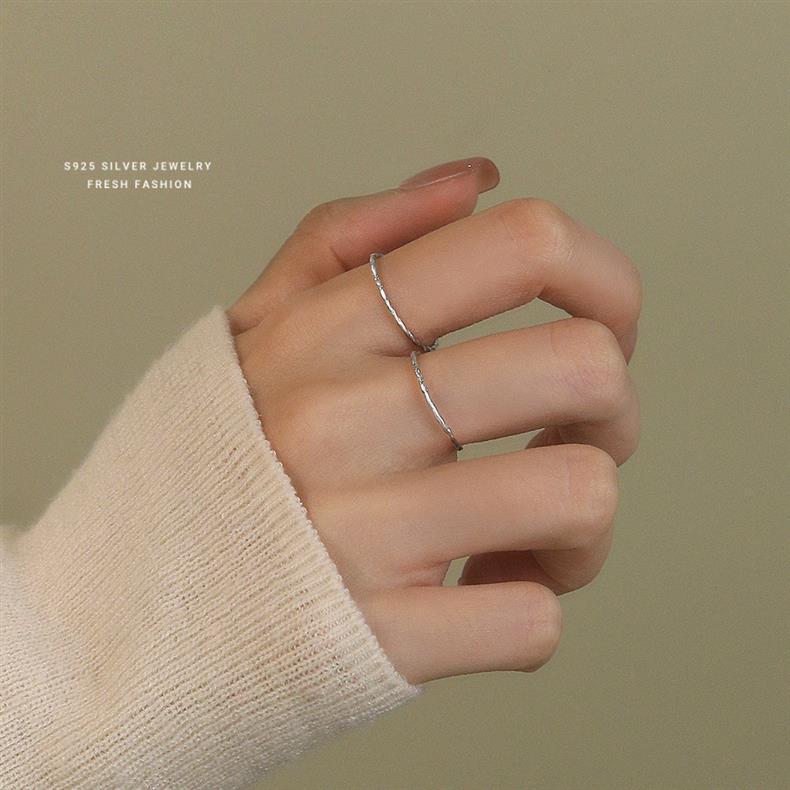 Korean version Fried Dough Twists plain thin women s sterling silver extremely simple style versatile opening forefinger_voghion.com