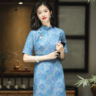 Chinese Style Cotton and Linen Cheongsam Summer New Women's Chinese Style Daily Improved Ladieswear Dress 24078