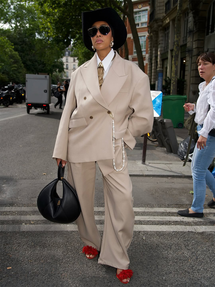 Saco Blazer Cruzado para Mujer de Poliéster para Otoño