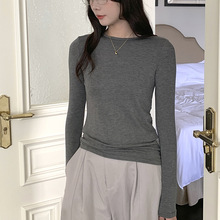 森岛 秋冬羊绒打底衫女天丝莫代尔内搭上衣修身显瘦基础款针织衫