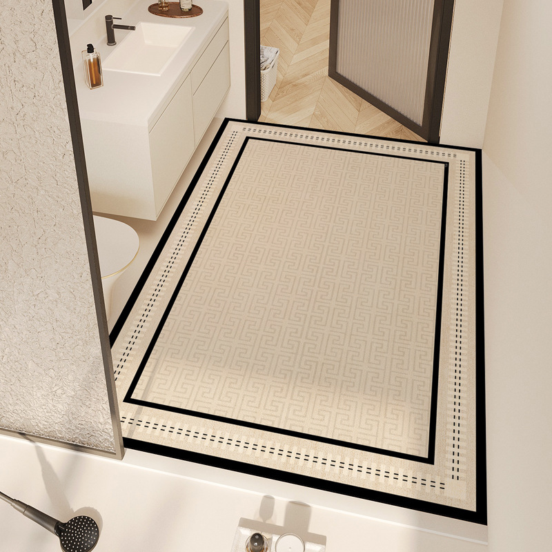 简约奶油风浴室地垫厕所卫生间干湿分离防滑垫吸水速干硅藻泥地垫