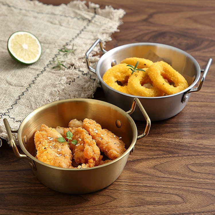 304 Нержавеющая сталь Корейская бинауральная корзина для закусок Творческая корзина для фри Жареная куриная закуска Чаша для приготовления пищи Чаша для салата Чаша для солений