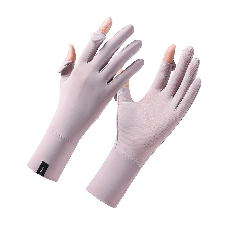 Guantes de protección solar para mujer de verano, sombra al aire libre, conducción, conductor de seda de hielo, deportes de conducción, guantes de seda de hielo cortos y ligeros