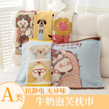 厂家批发八层纯棉吸汗纱布枕巾成人四季家用加厚可爱卡通棉枕头巾