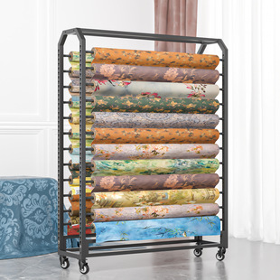 Xiangyun Yarn Whole Roll Fabric Display Rack with Wheels Can Push Textile Fabric Rack Carpet Shelf Tablecloth Display Rack